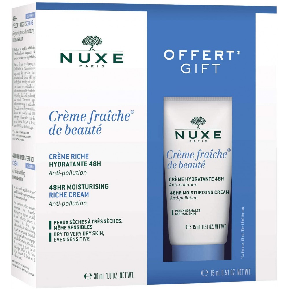 Nuxe Crème Fraiche De Beauté Crème Hydratante 48H Anti-Pollution Visage  Peaux Normales 50ml